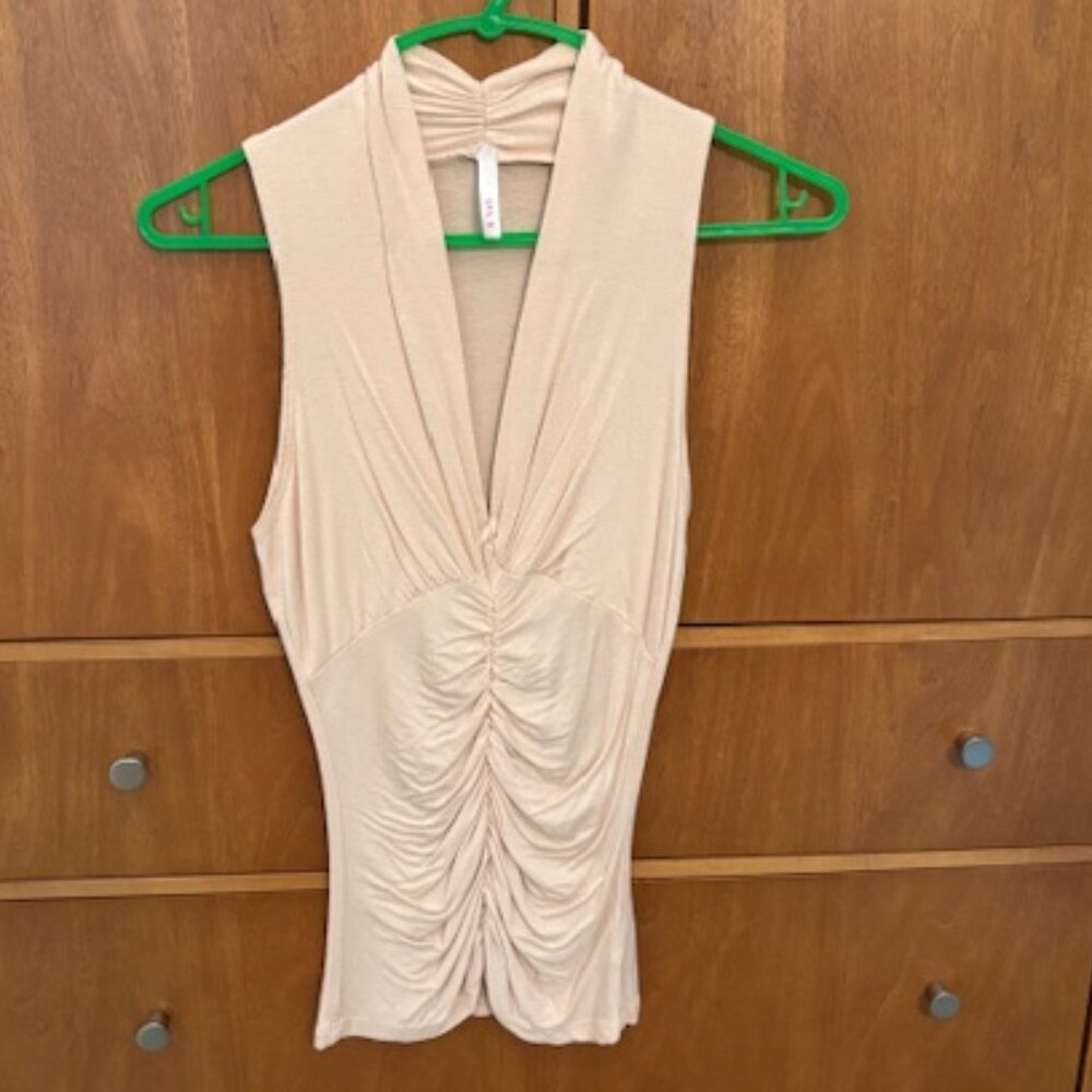 LVL X Sleeveless V Neck Beige Top Size S
